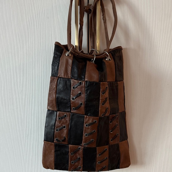 Brown and Black Patchwork Tote Bag - Picture 4 of 5